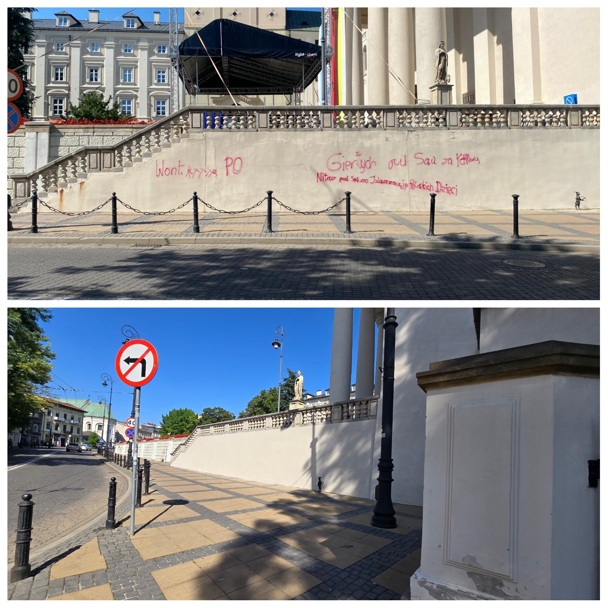 Profesjonalne czyszczenie graffiti z fasady budynku w mieście